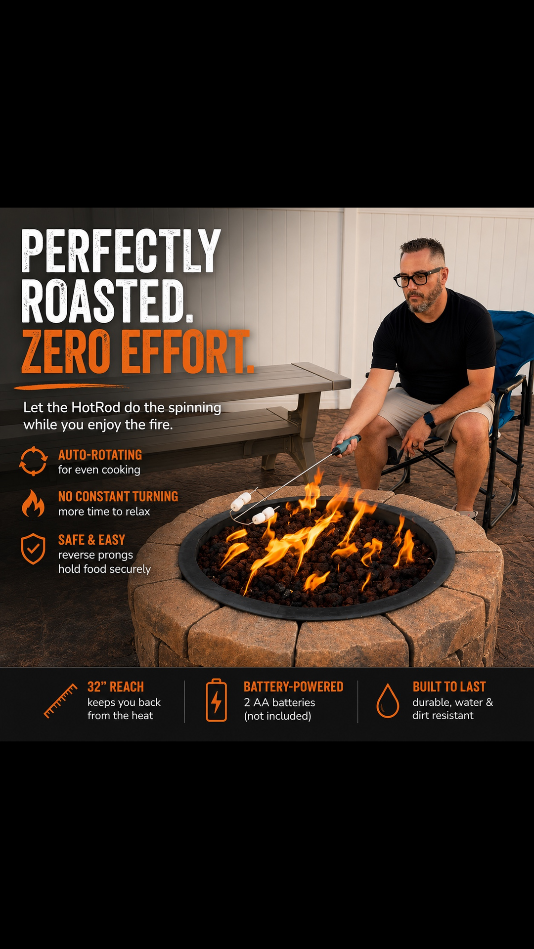 HotRod™ Automatic Rotating Campfire Roasting Stick - Blue